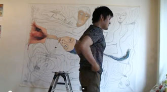 長谷川リョー『肺の中はいまだまっくろ』公開制作＠札幌 ART-MAN gallery